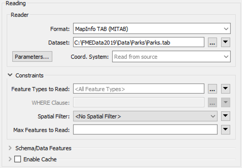 FeatureReader parameters